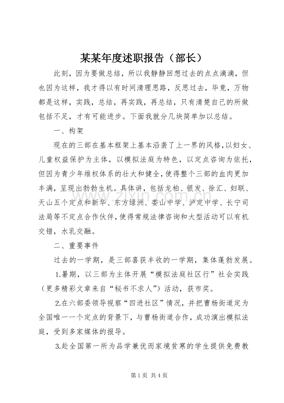某某年度述职报告（部长）.docx_第1页