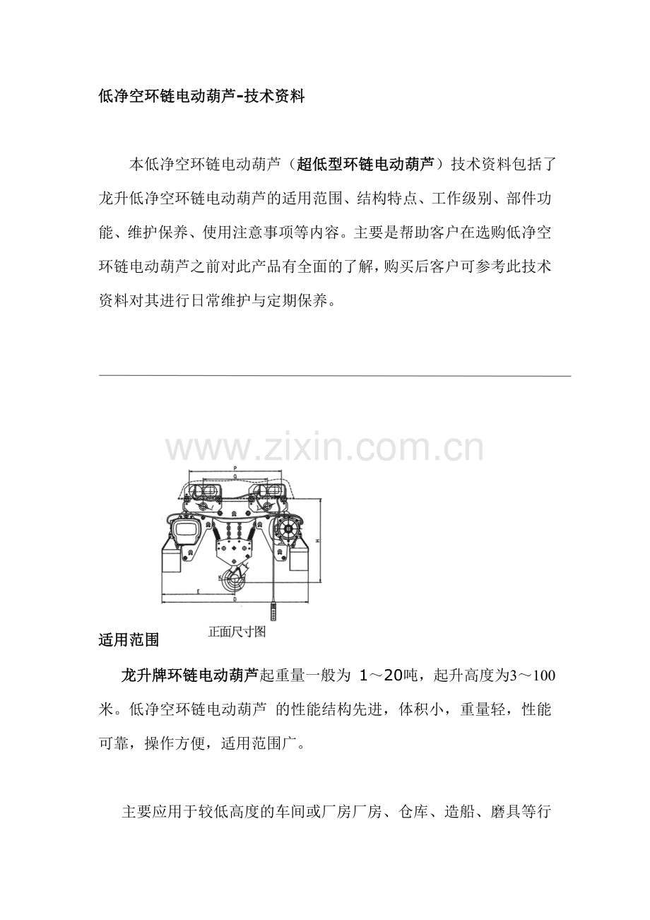 低净空环链电动葫芦-技术资料.doc_第1页