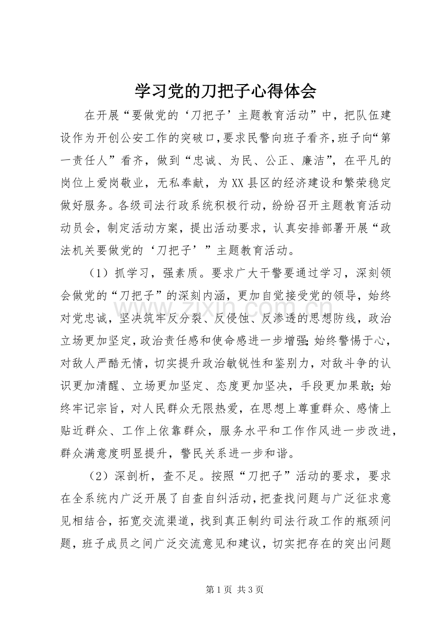 学习党的刀把子心得体会.docx_第1页
