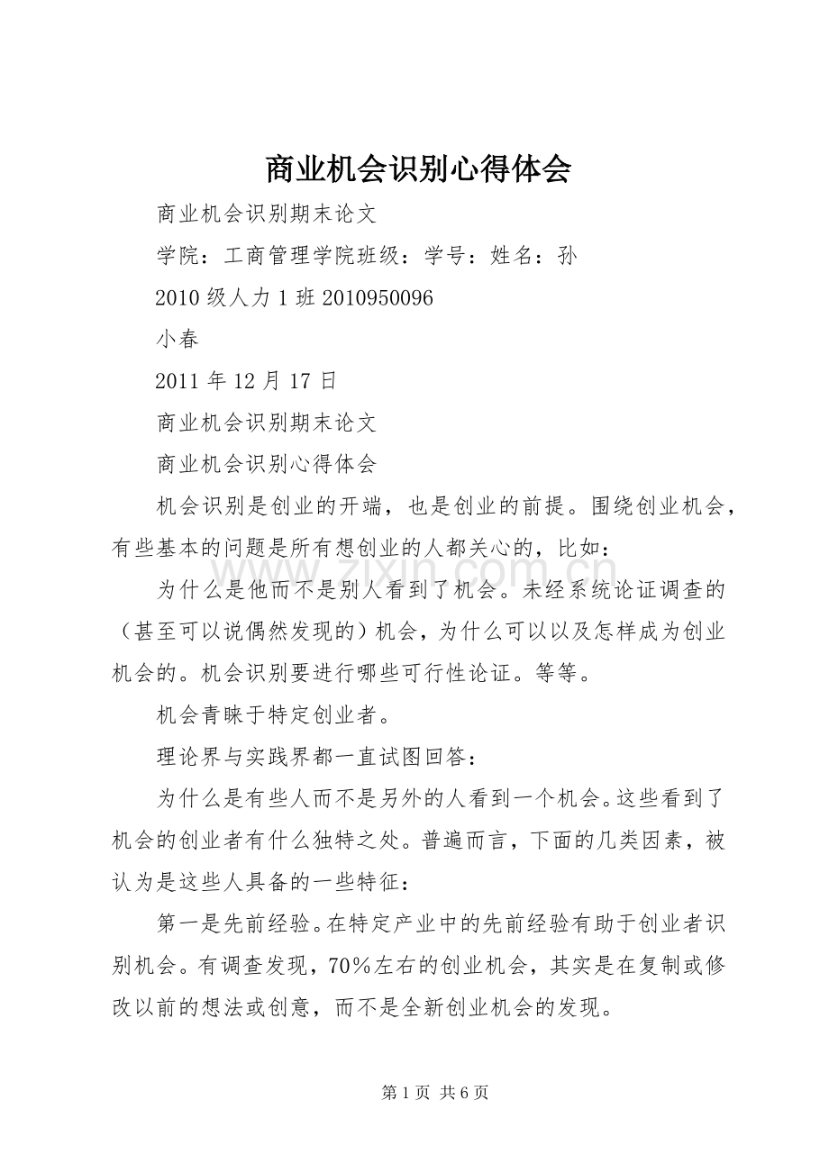 商业机会识别心得体会.docx_第1页