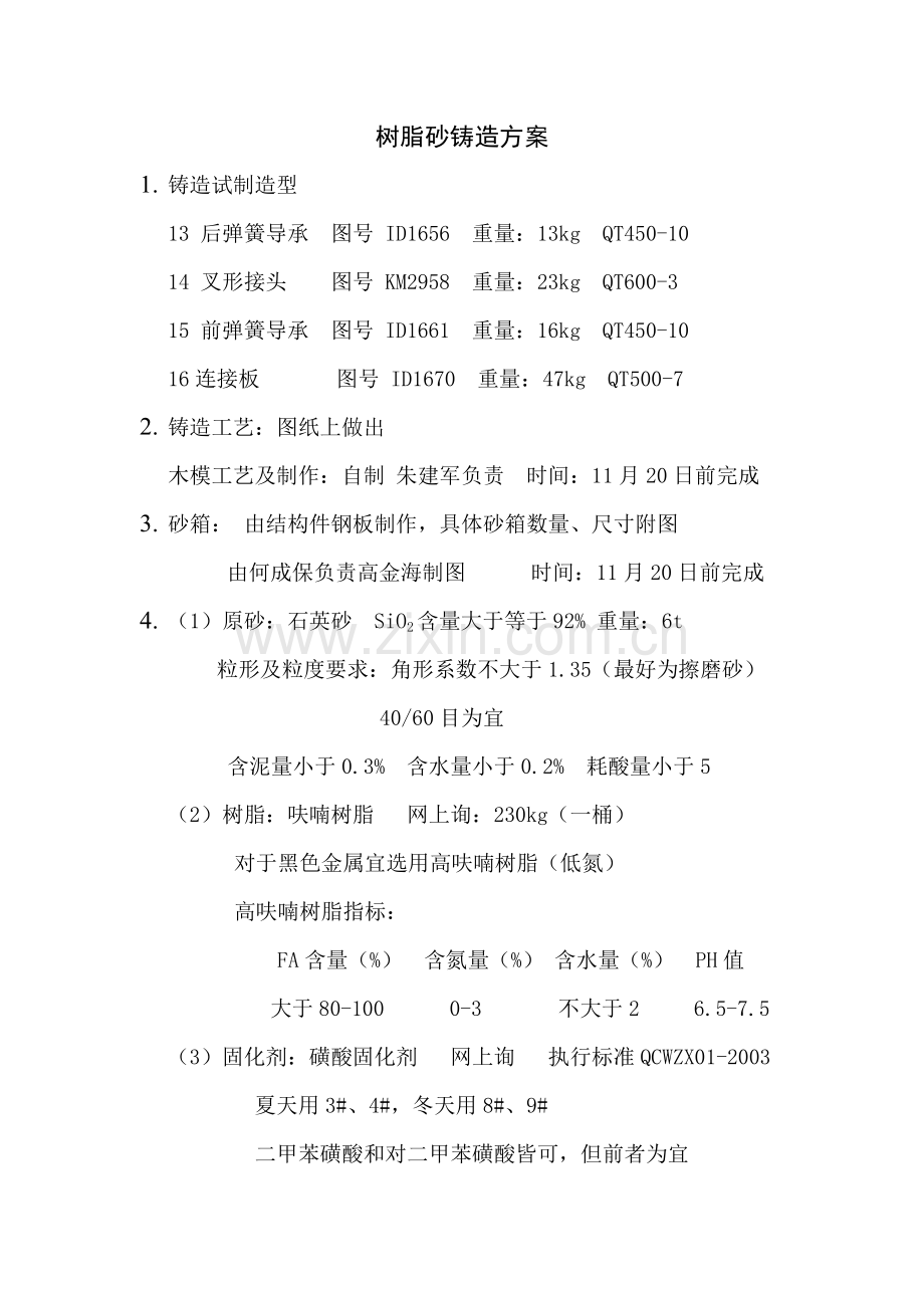 树脂砂铸造原料参数.doc_第1页