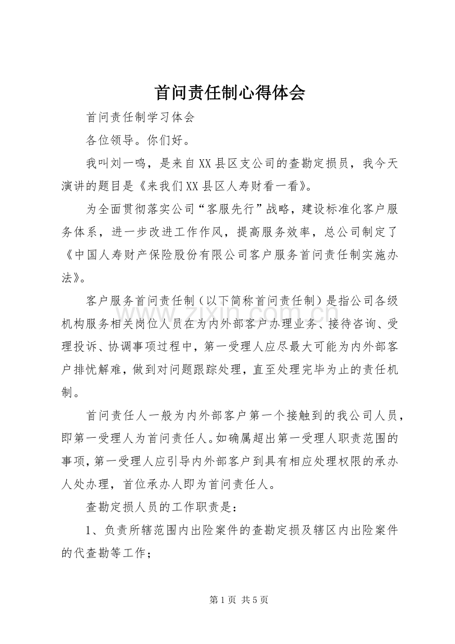 首问责任制心得体会.docx_第1页