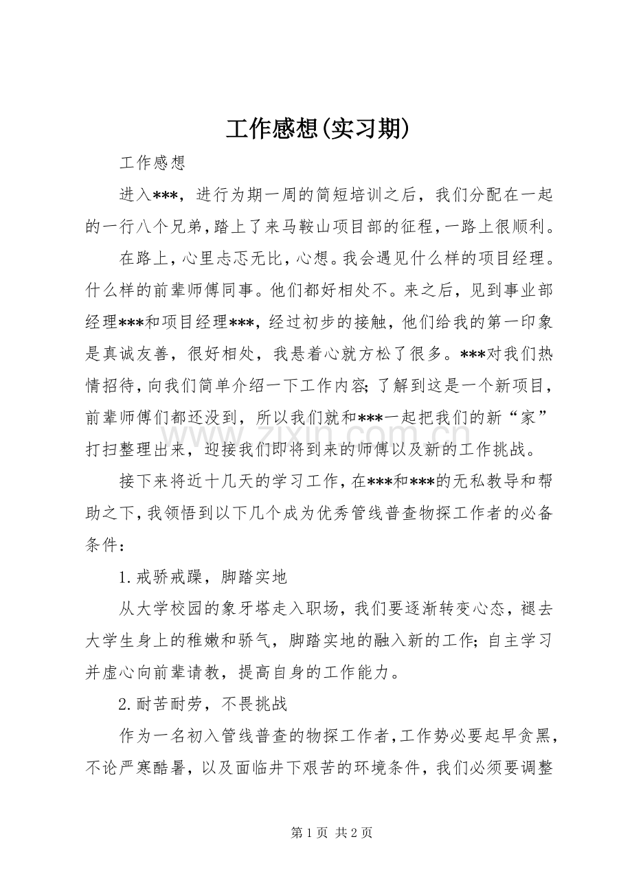 工作感想(实习期).docx_第1页