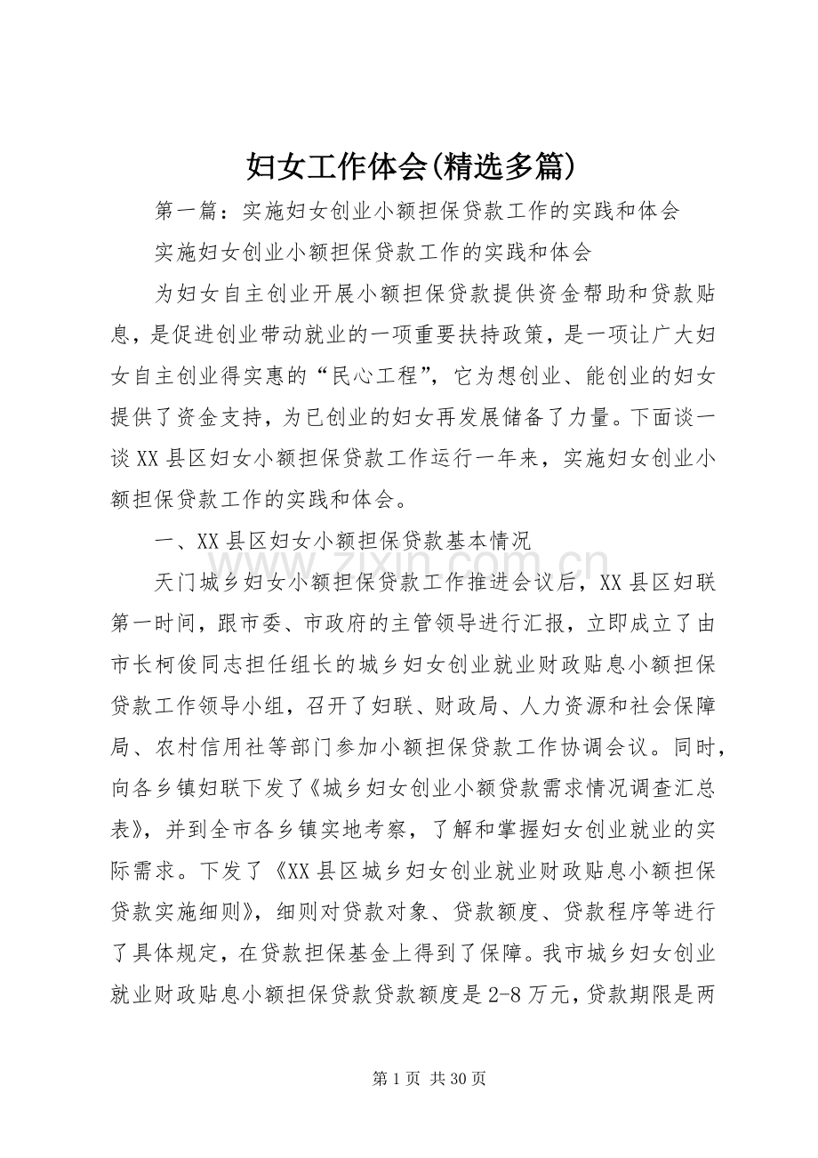 妇女工作体会(多篇).docx_第1页