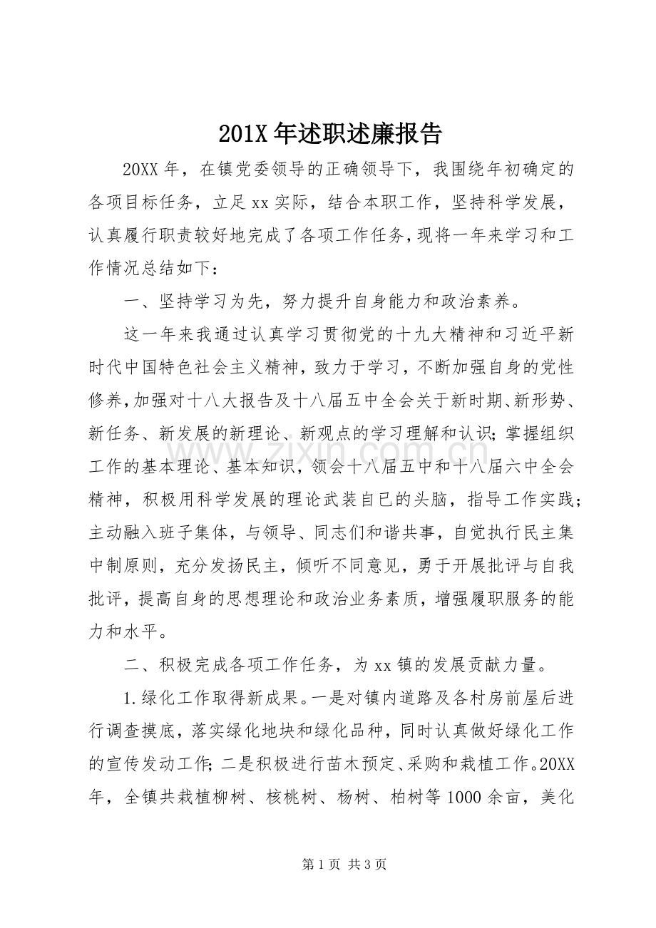 201X年述职述廉报告.docx_第1页