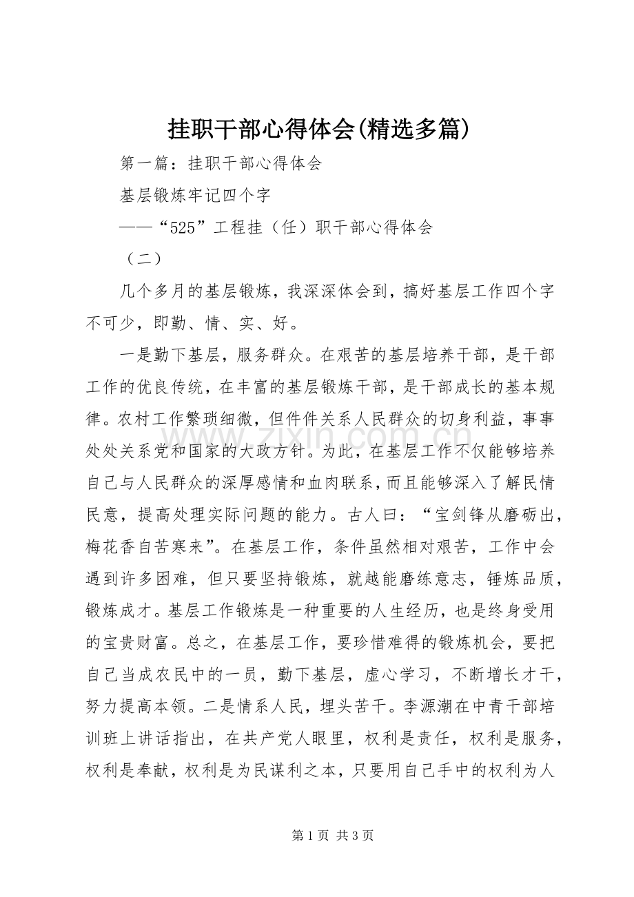 挂职干部心得体会(多篇).docx_第1页