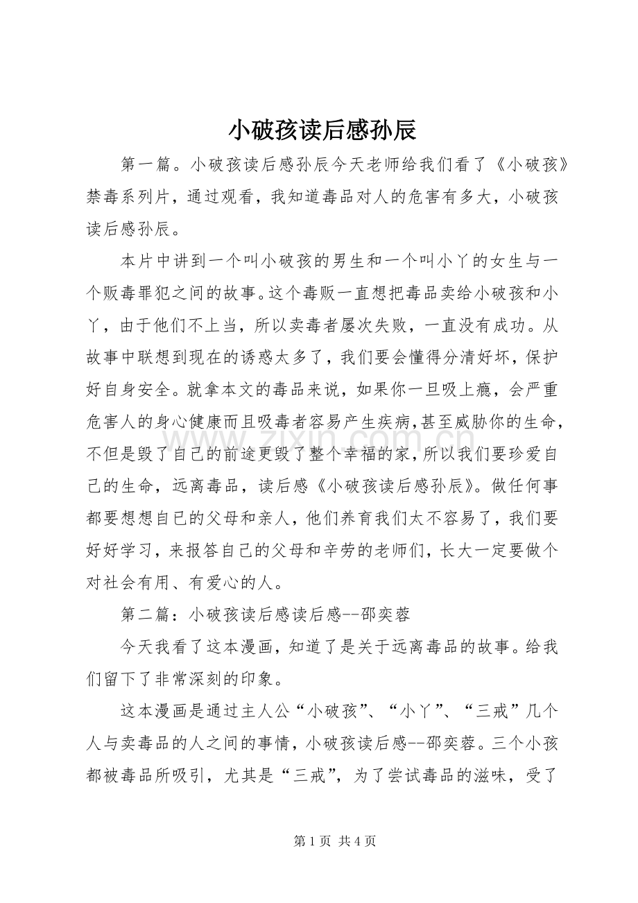 小破孩读后感孙辰.docx_第1页