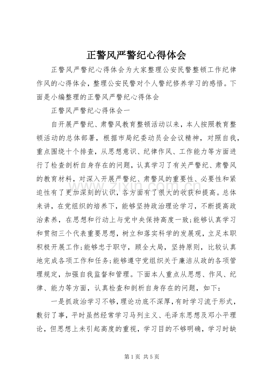 正警风严警纪心得体会.docx_第1页