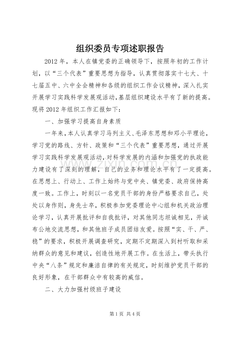 组织委员专项述职报告.docx_第1页
