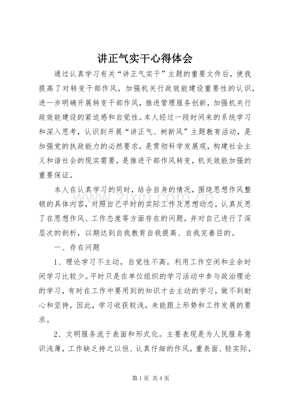 讲正气实干心得体会.docx_第1页
