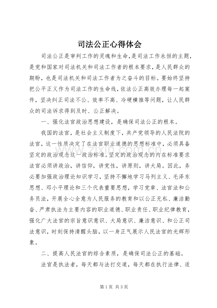 司法公正心得体会.docx_第1页