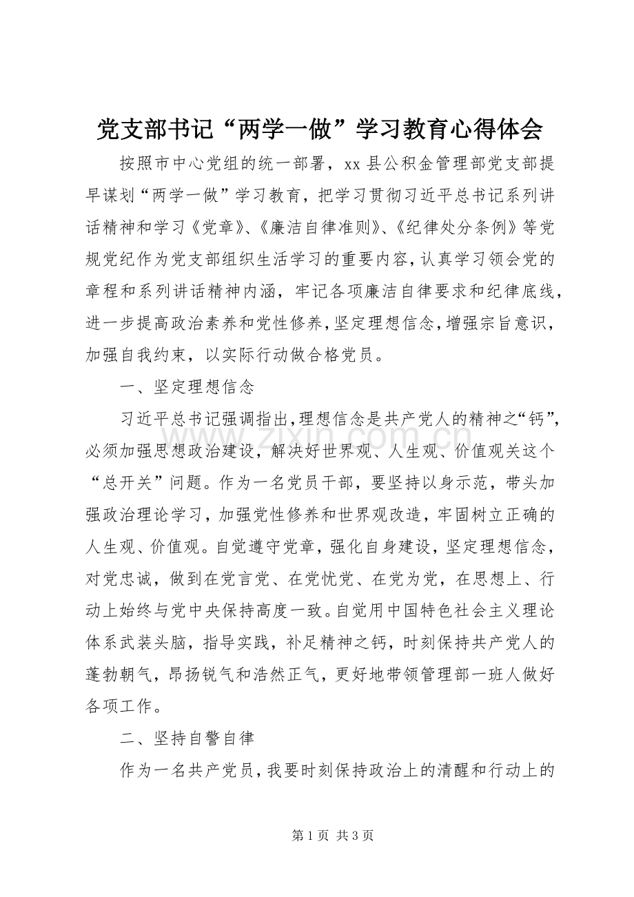 党支部书记“两学一做”学习教育心得体会.docx_第1页