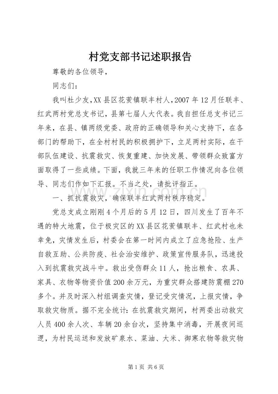 村党支部书记述职报告 (43).docx_第1页