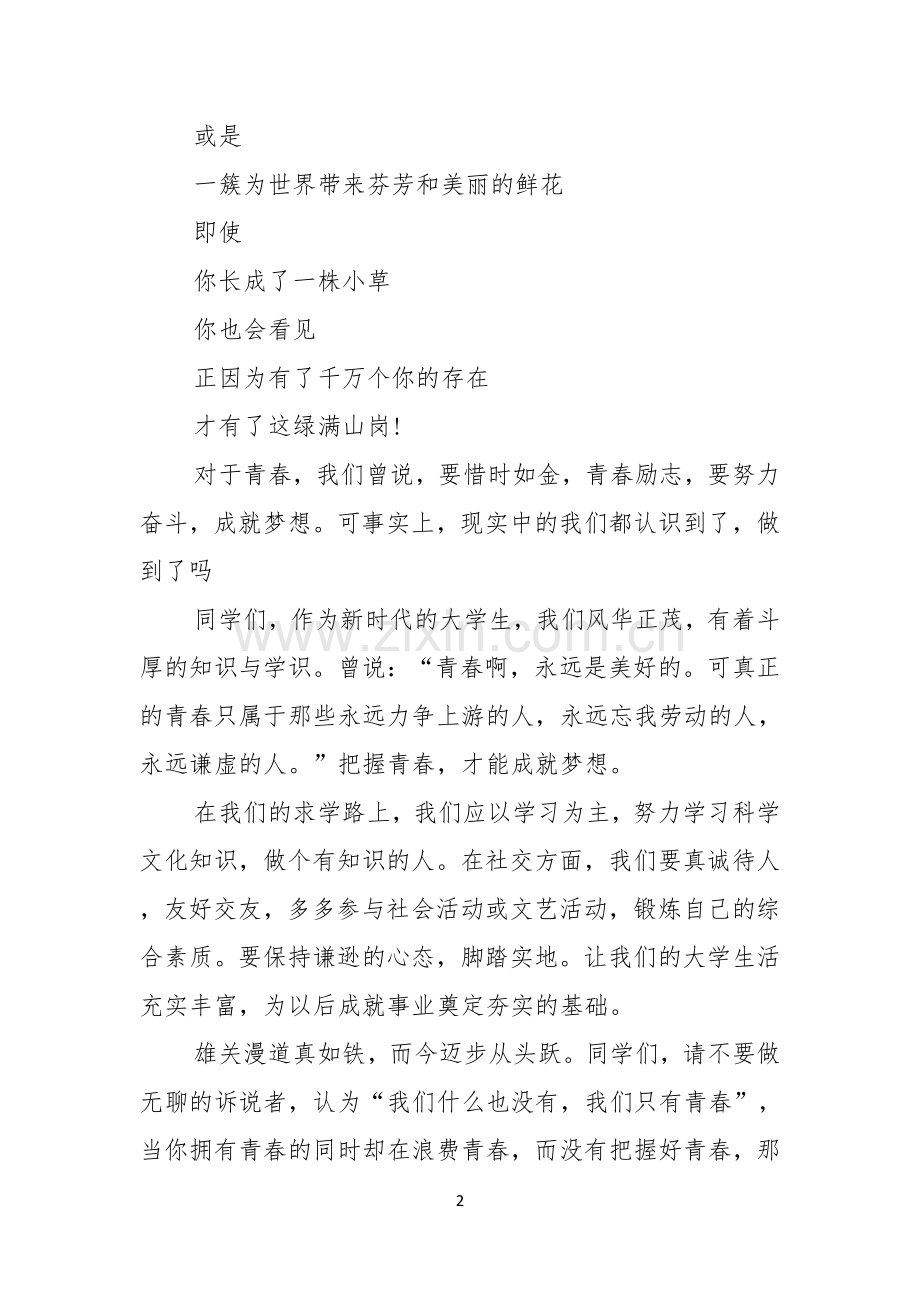 把握青春成就梦想演讲稿.docx_第2页