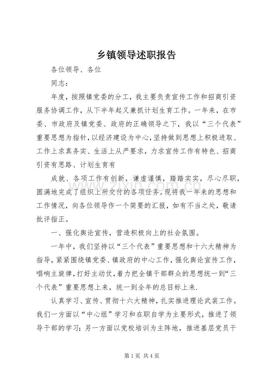乡镇领导述职报告 (13).docx_第1页