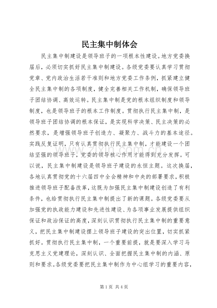 民主集中制体会.docx_第1页