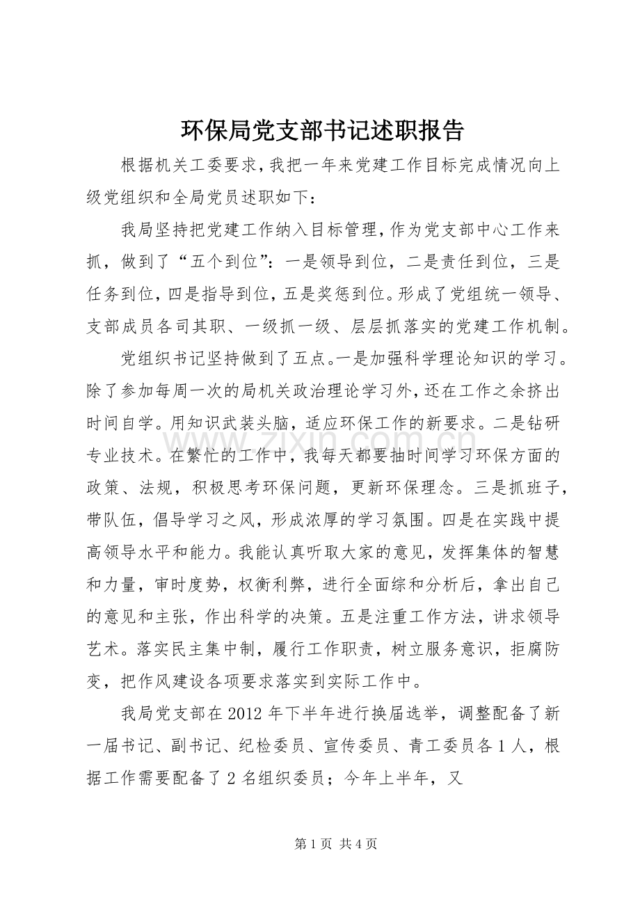 环保局党支部书记述职报告.docx_第1页