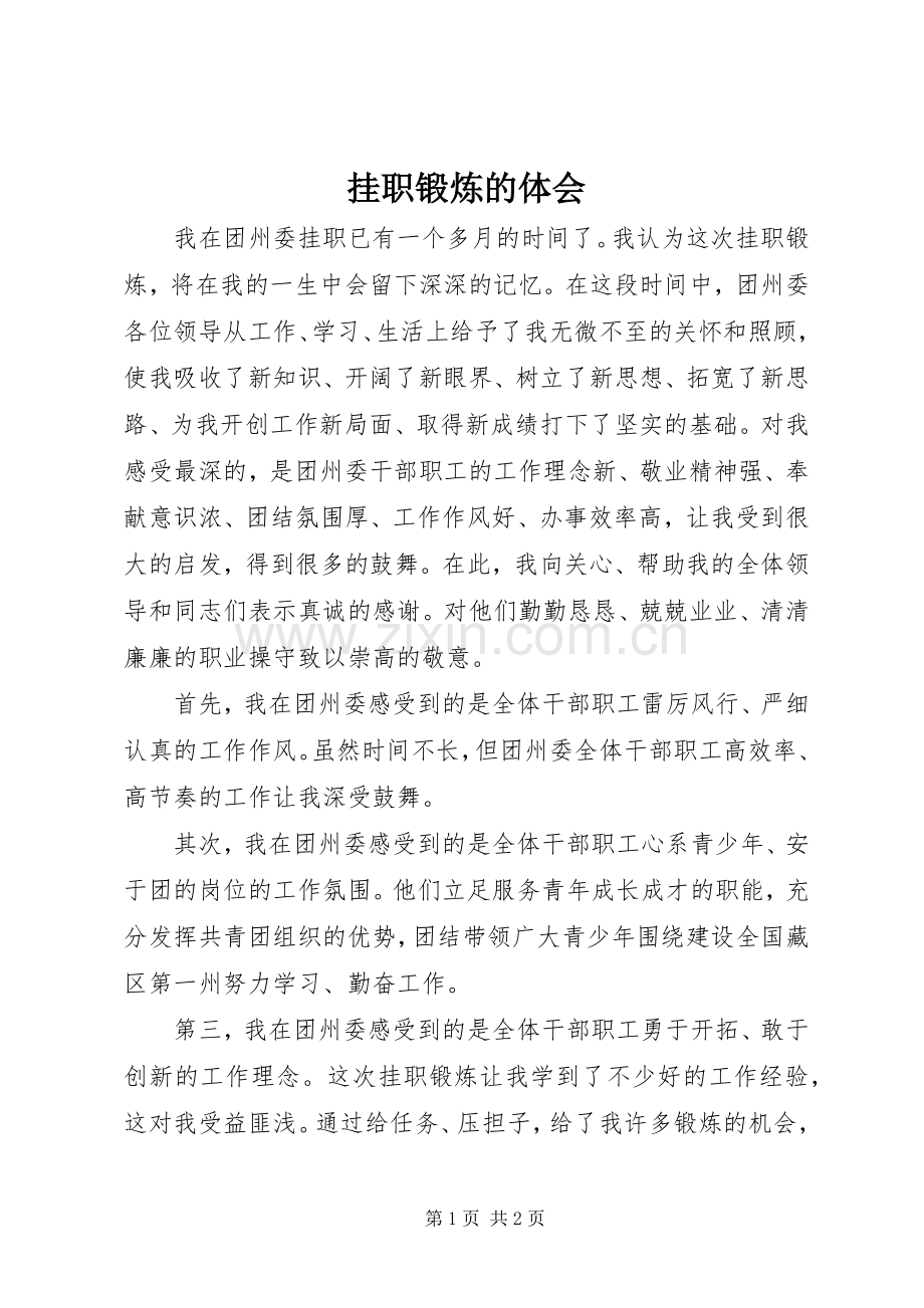 挂职锻炼的体会.docx_第1页