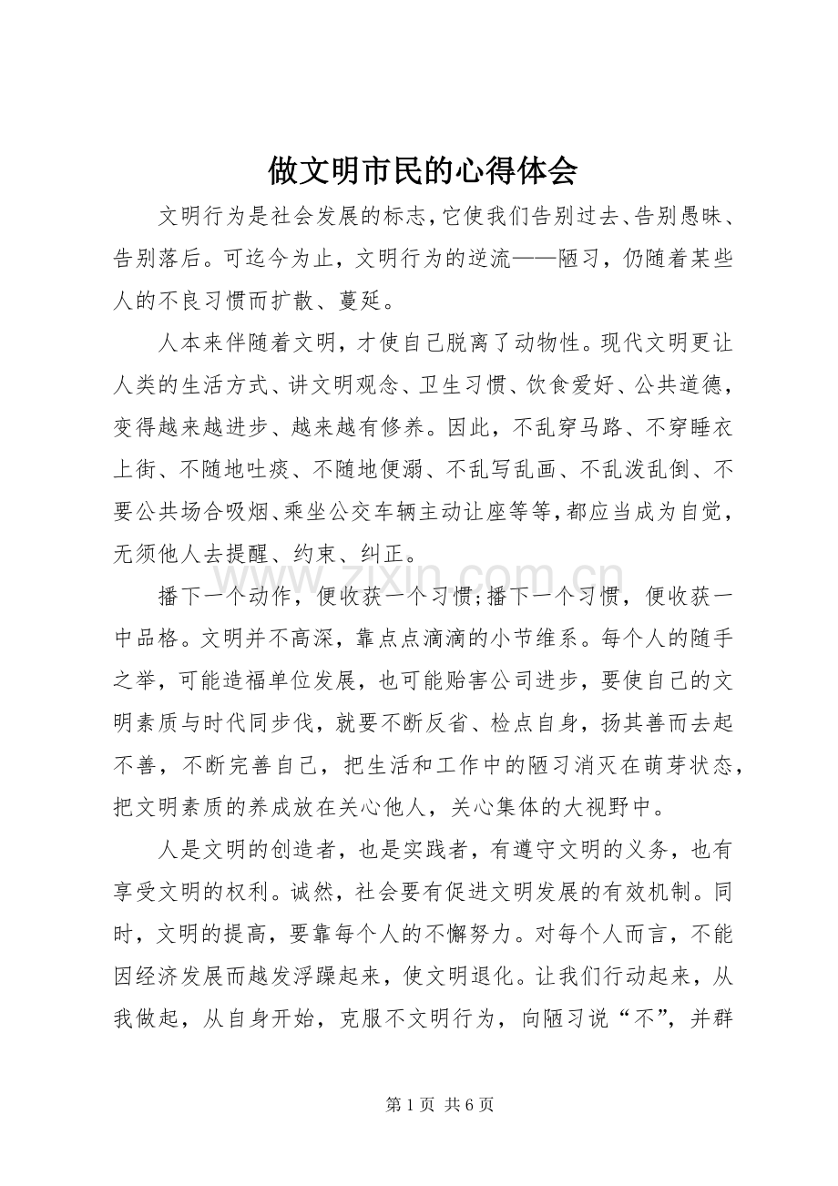 做文明市民的心得体会.docx_第1页