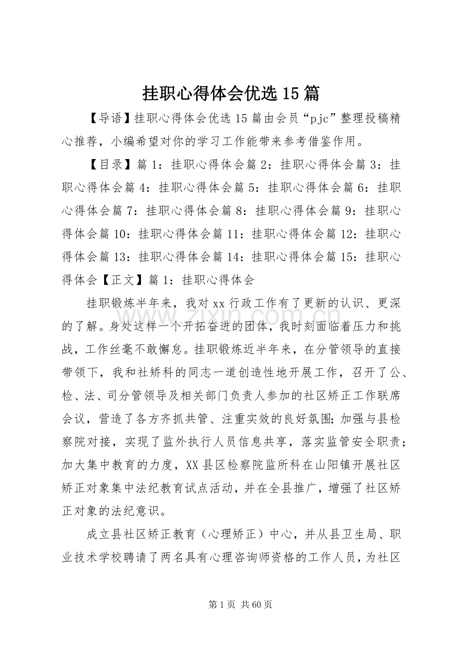 挂职心得体会优选15篇.docx_第1页
