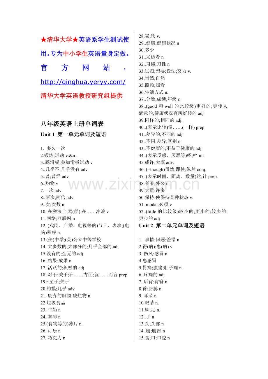 八年级上册英语单词、词组表.doc_第1页