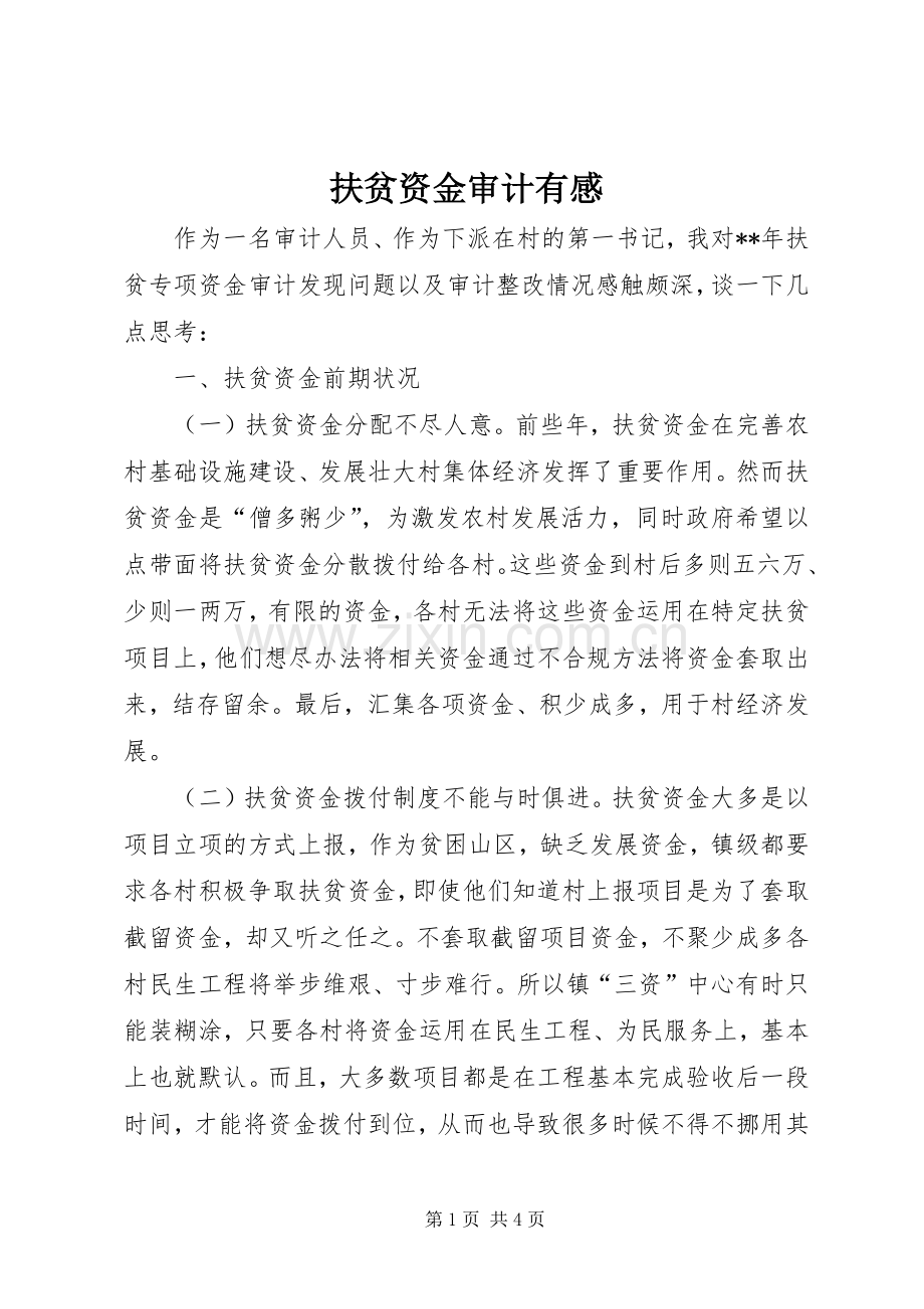 扶贫资金审计有感.docx_第1页