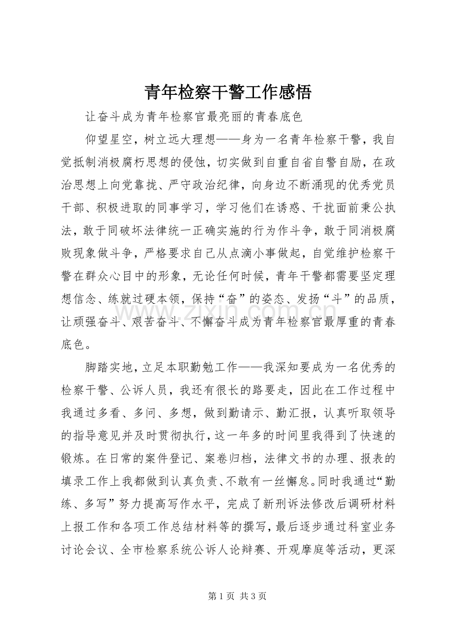 青年检察干警工作感悟.docx_第1页