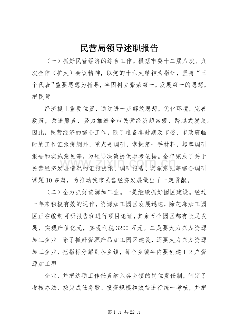 民营局领导述职报告.docx_第1页