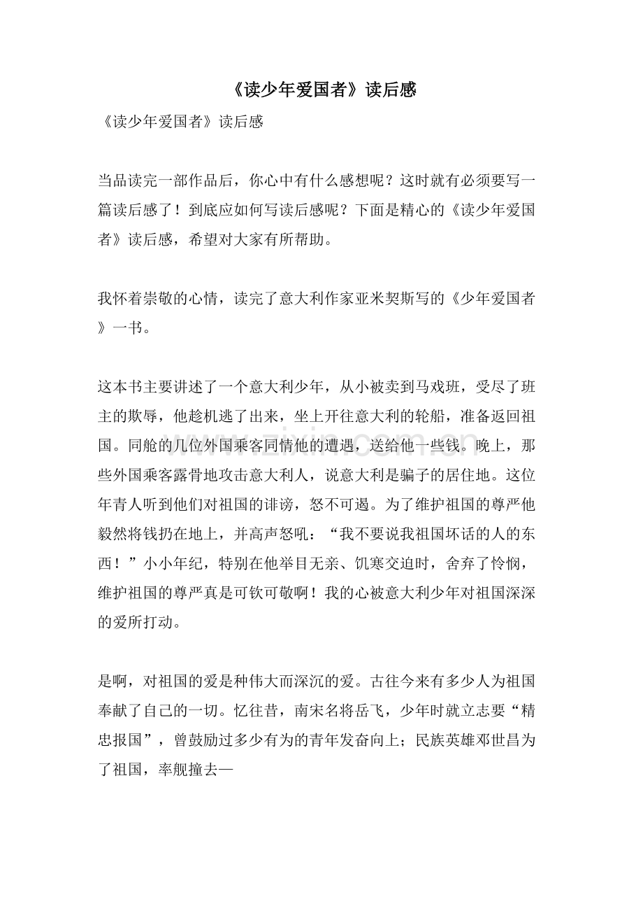 《读少年爱国者》读后感.doc_第1页