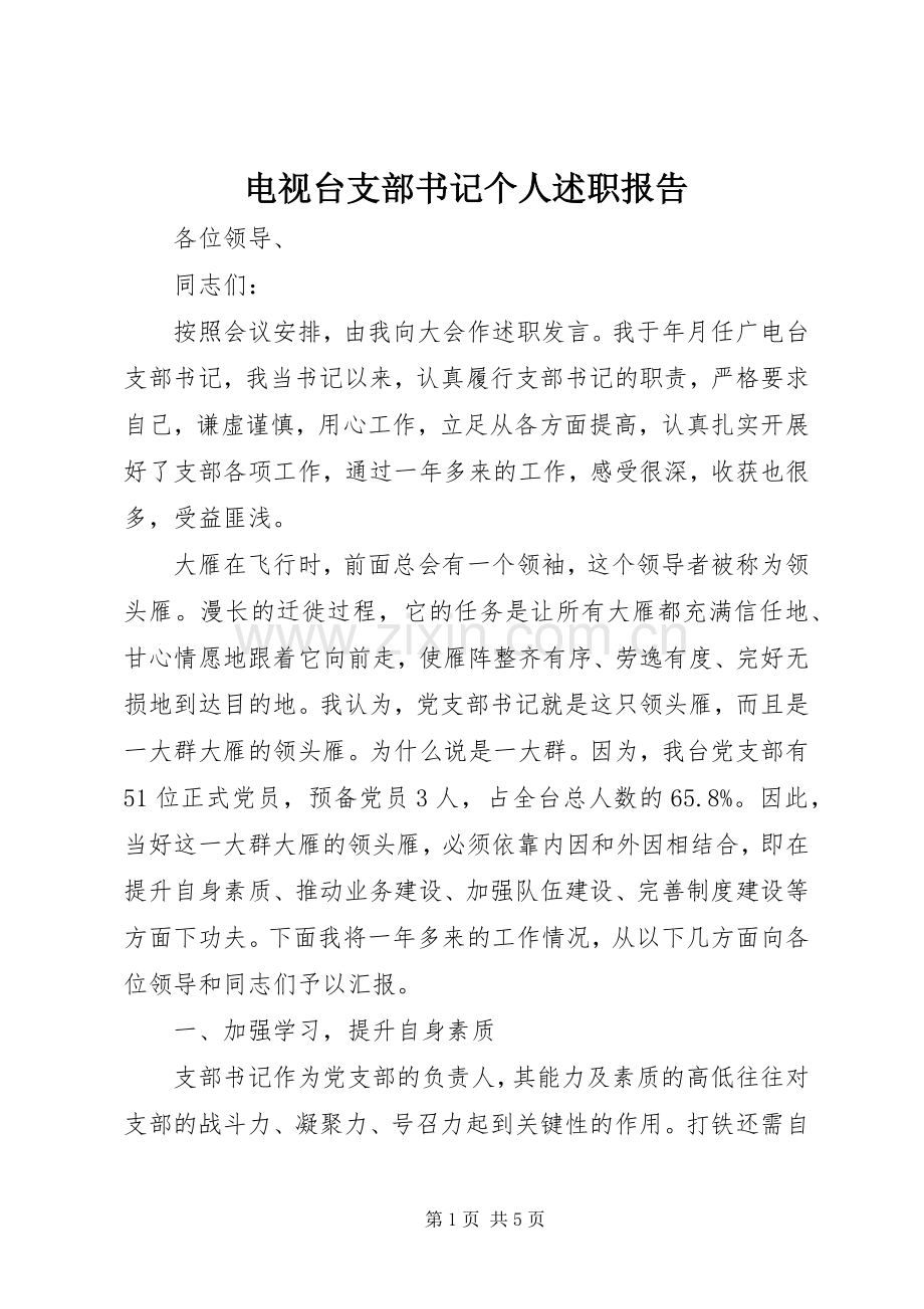 电视台支部书记个人述职报告.docx_第1页