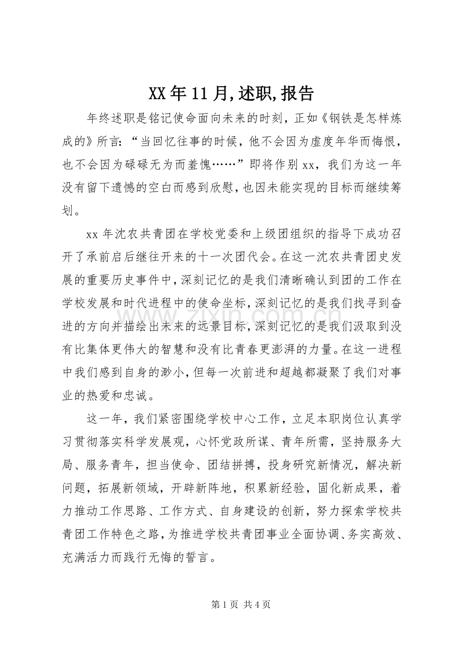 XX年11月,述职,报告.docx_第1页