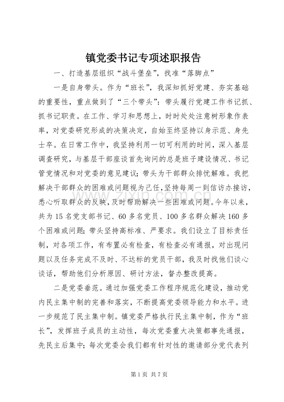 镇党委书记专项述职报告.docx_第1页