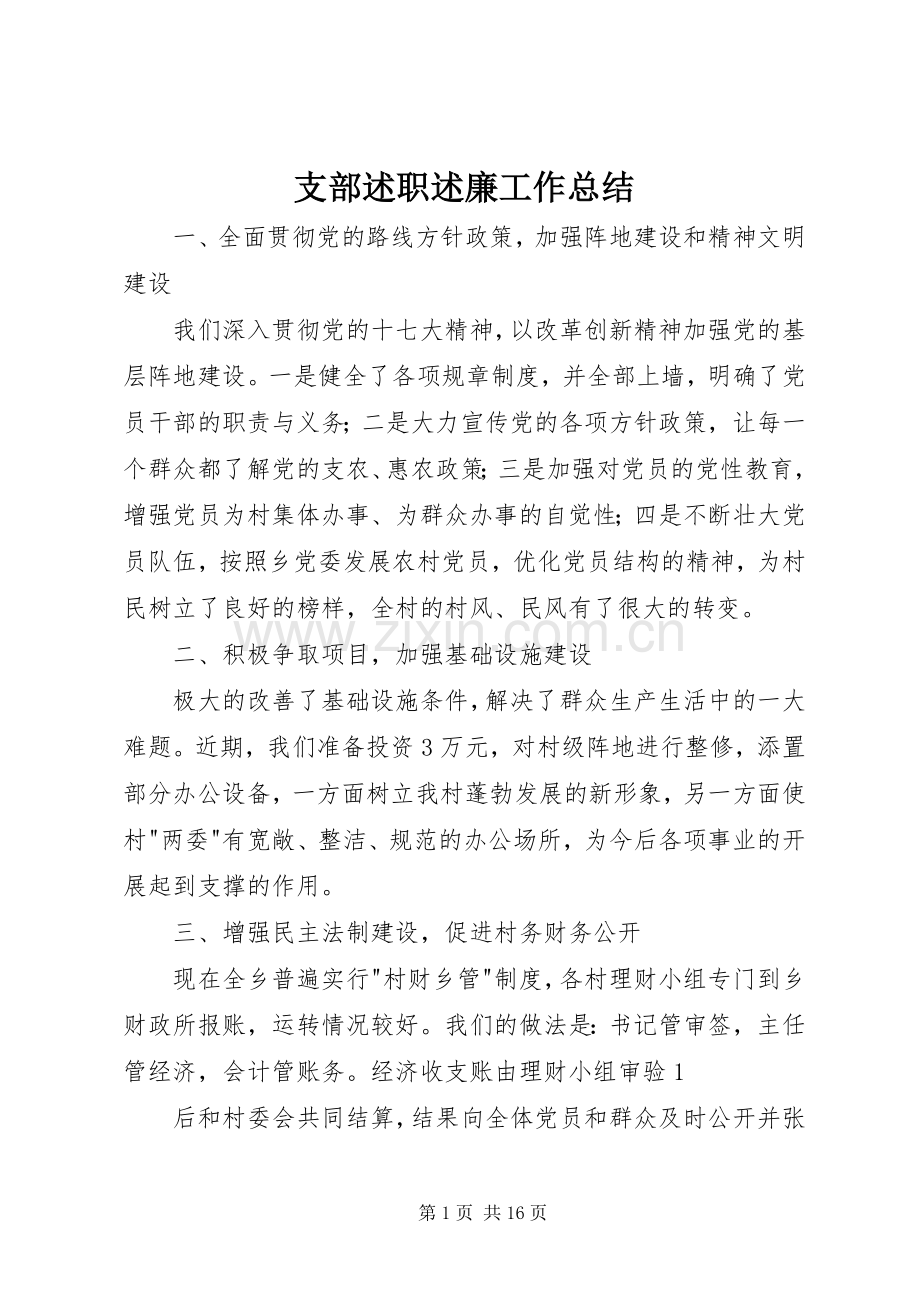 支部述职述廉工作总结.docx_第1页