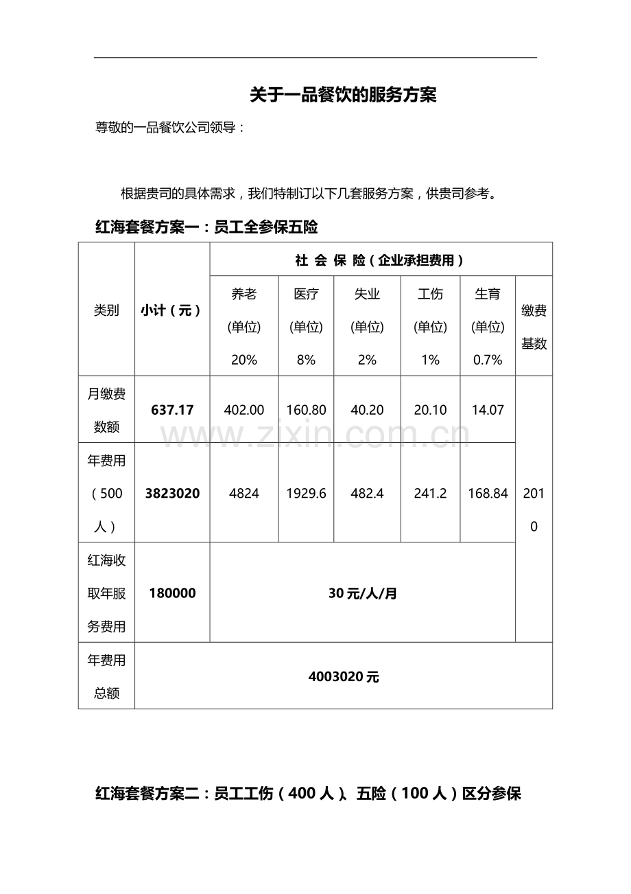 一品餐饮的服务方案.doc_第1页