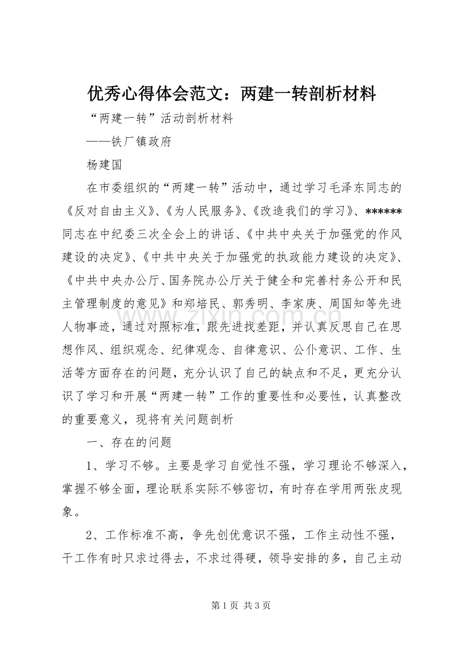 优秀心得体会范文：两建一转剖析材料.docx_第1页