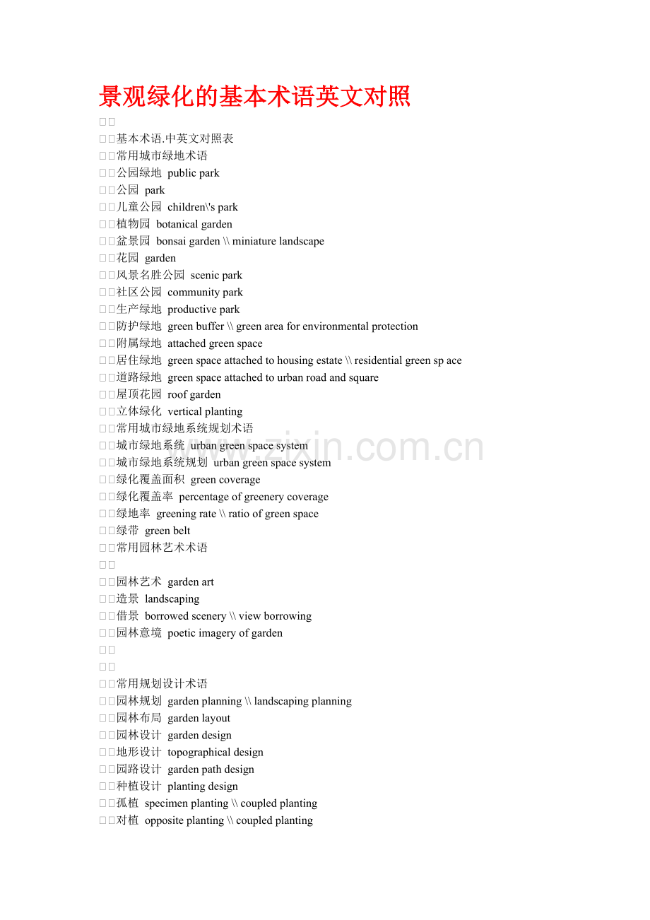 景观绿化的基本术语英文对照.doc_第1页