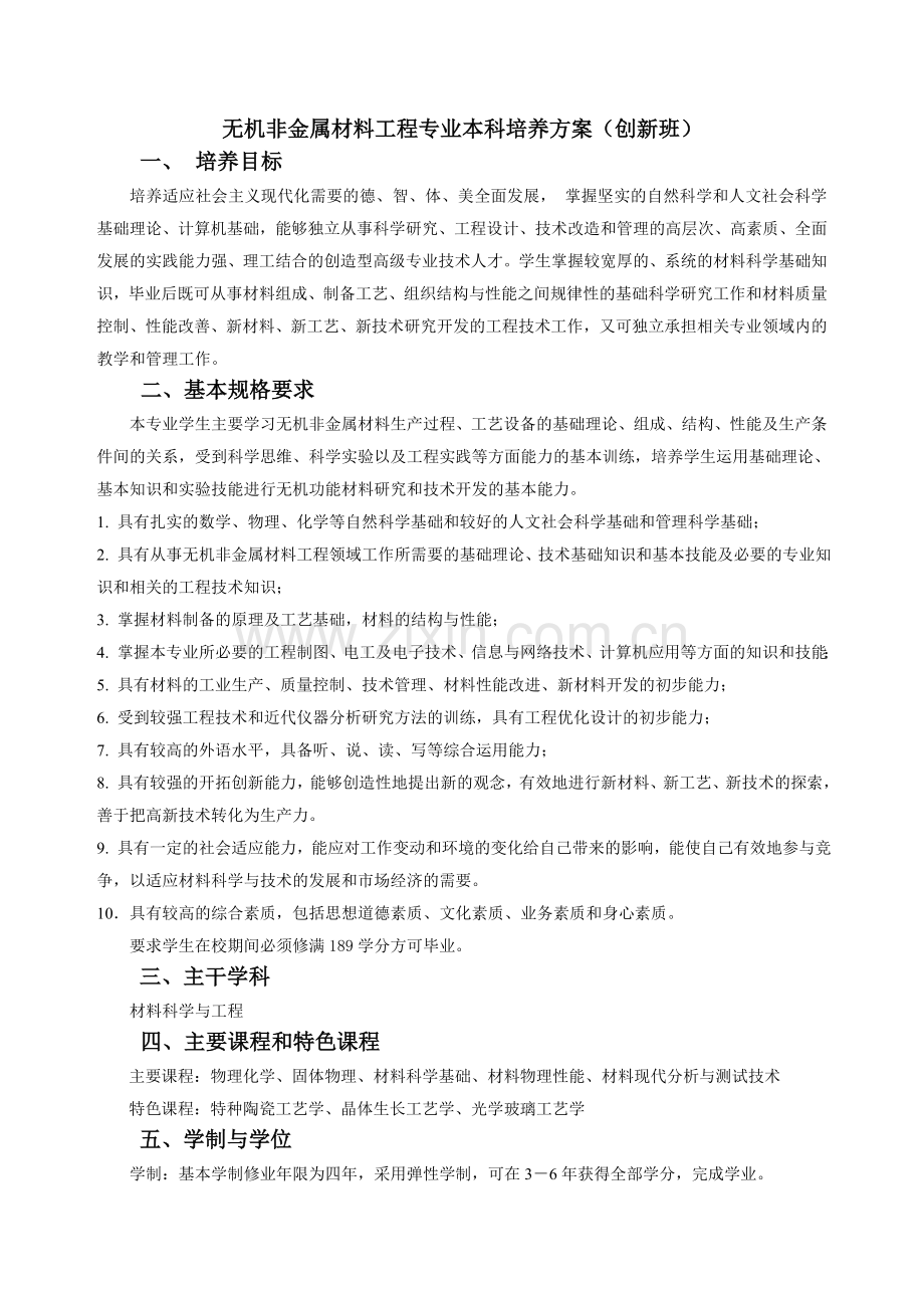 无机非金属材料工程专业学历.doc_第1页