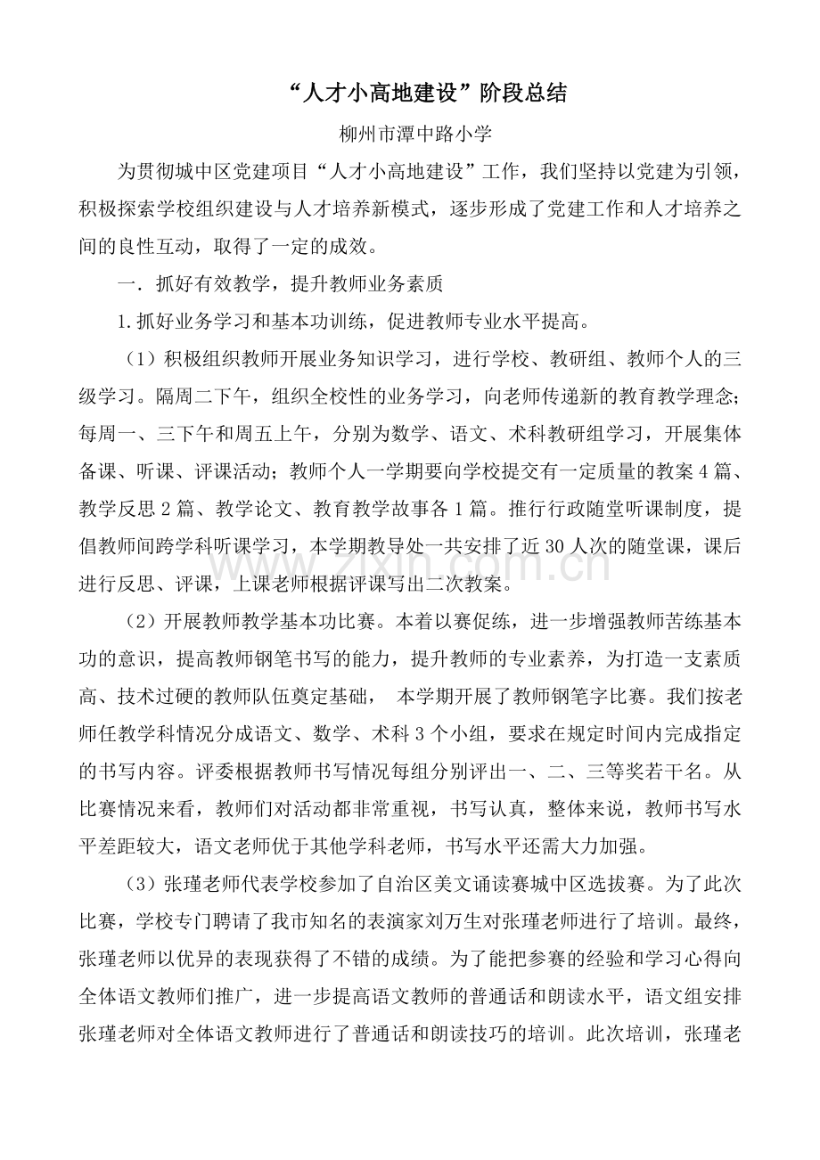 “人才小高地建设”阶段总结.doc_第1页