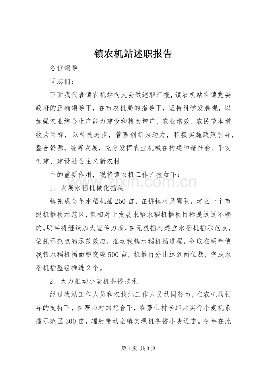 镇农机站述职报告.docx_第1页