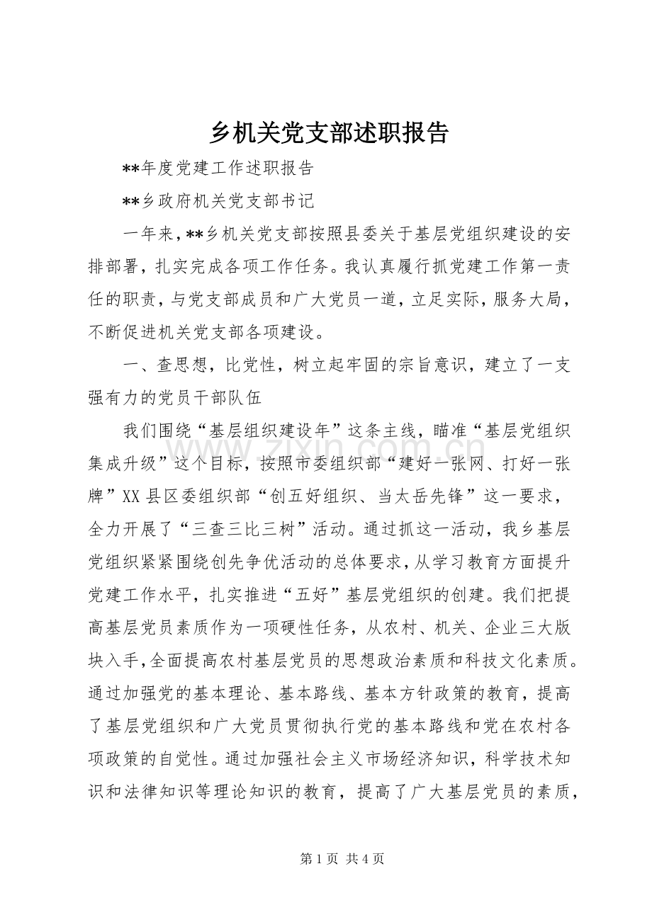 乡机关党支部述职报告.docx_第1页