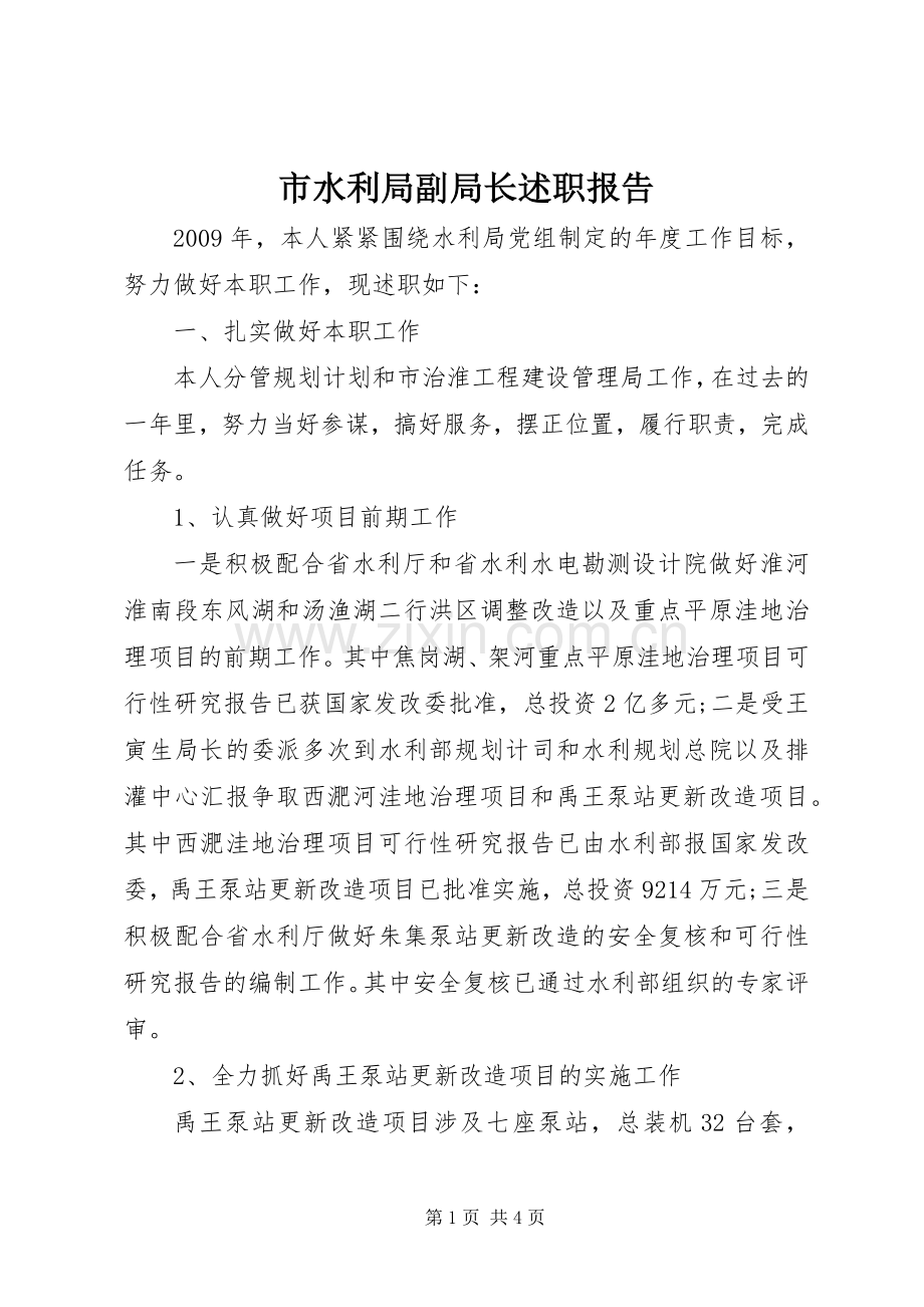 市水利局副局长述职报告.docx_第1页