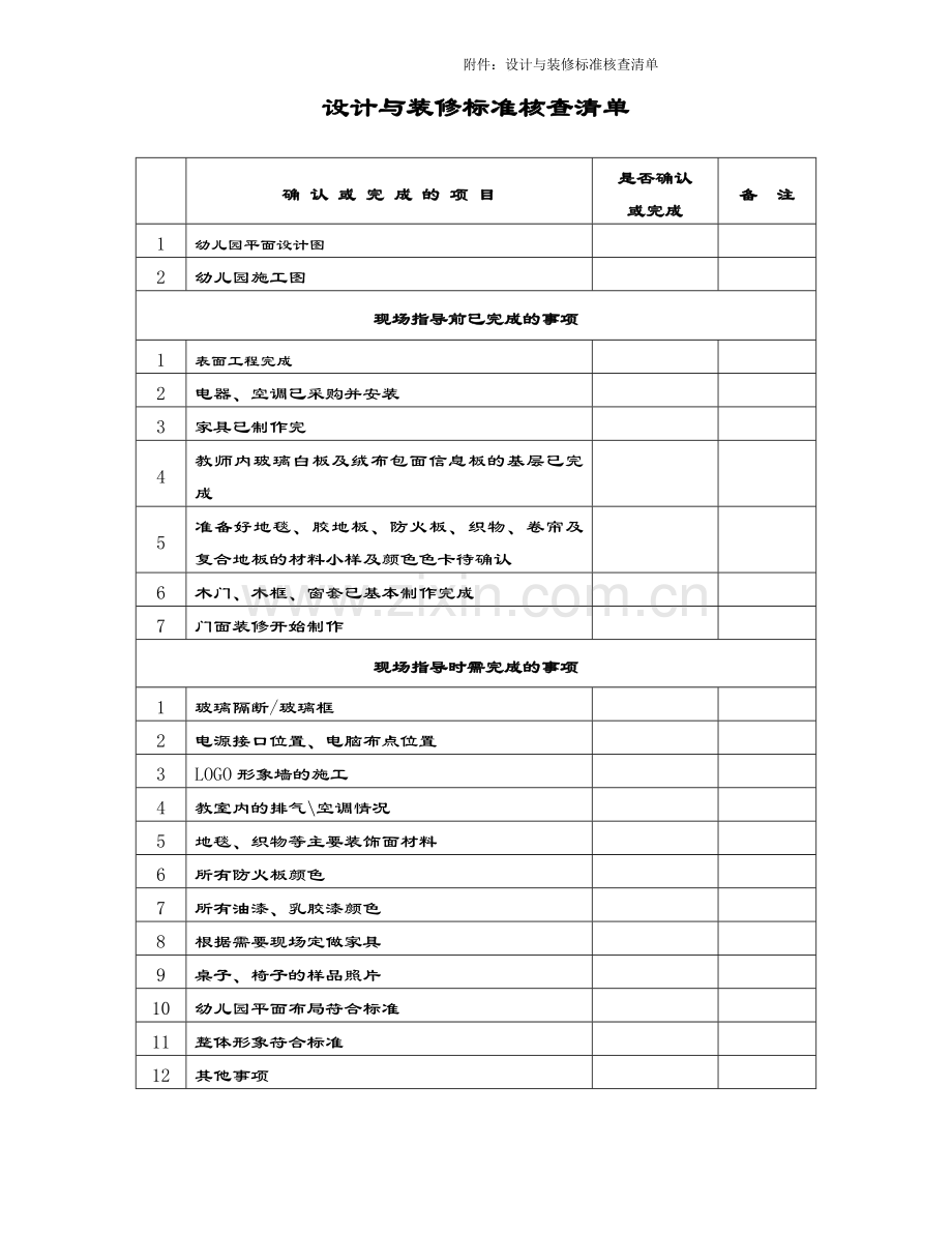 设计与装修标准核查清单.doc_第1页
