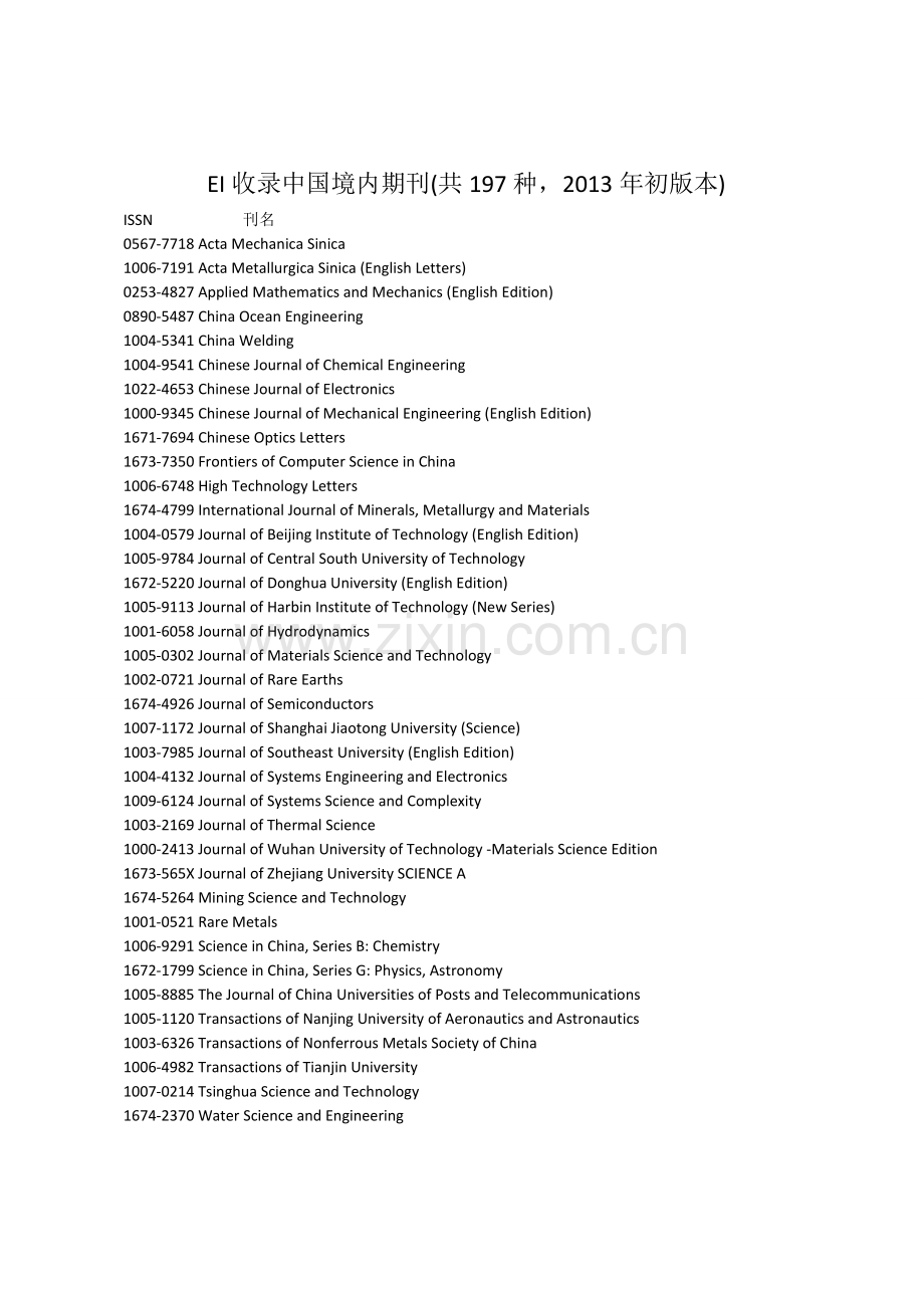 EI收录及北大中文核心期刊目录.doc_第1页
