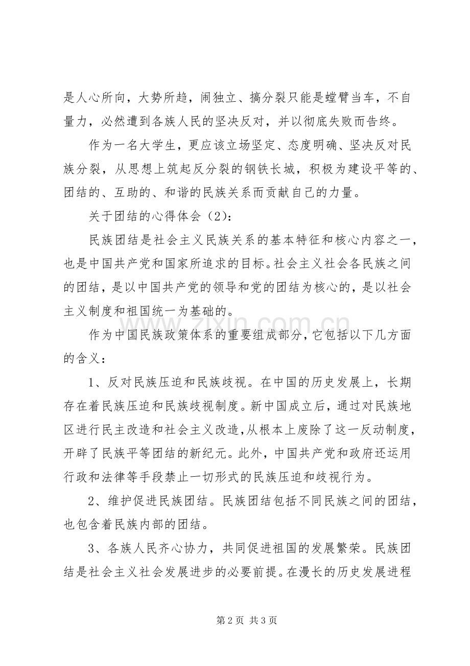 关于团结的心得体会.docx_第2页