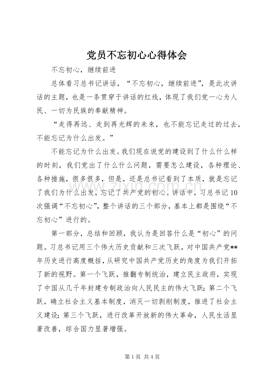 党员不忘初心心得体会.docx_第1页