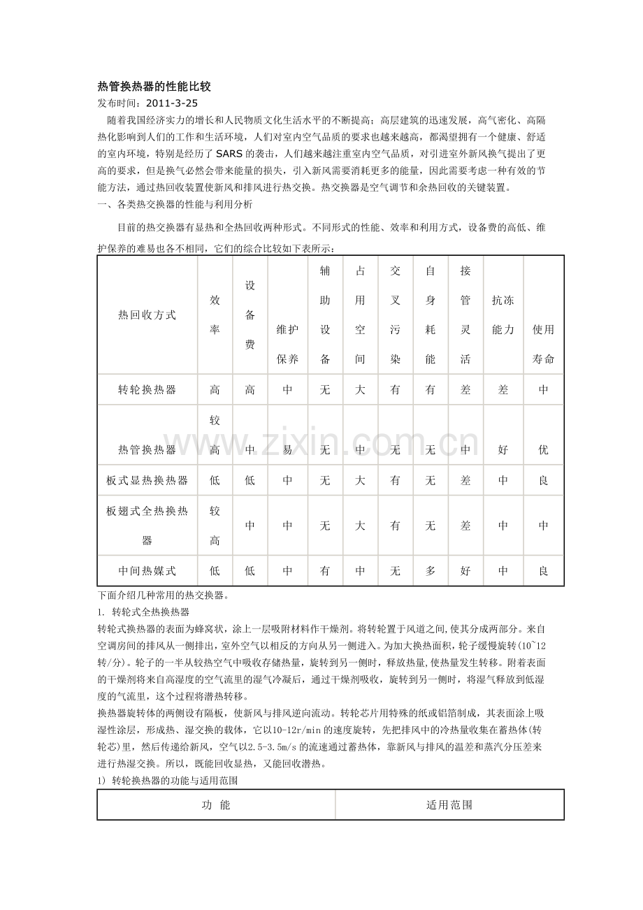 热管换热器的性能比较.doc_第1页