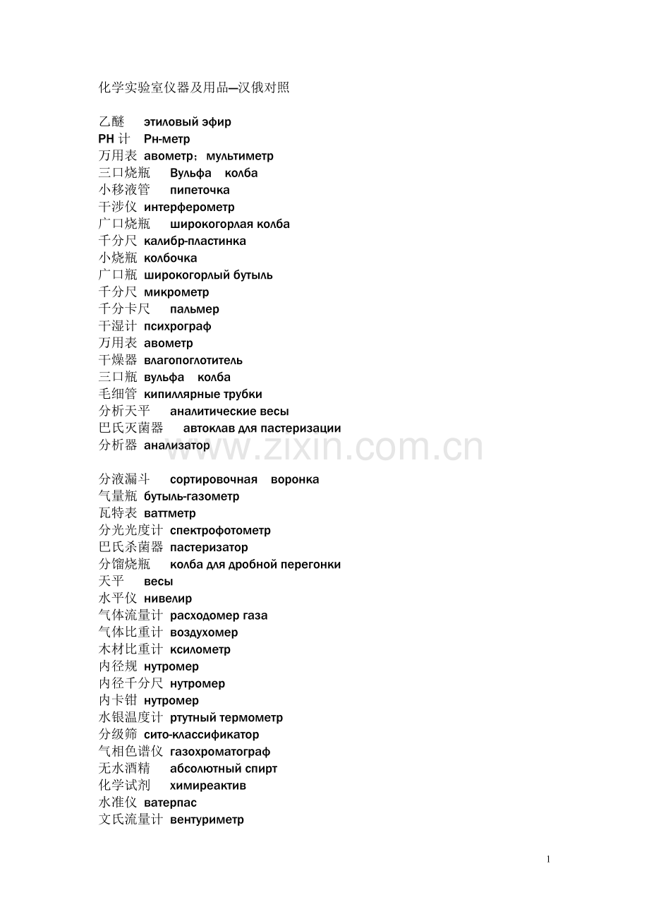 化学实验室仪器及用品词汇.doc_第1页