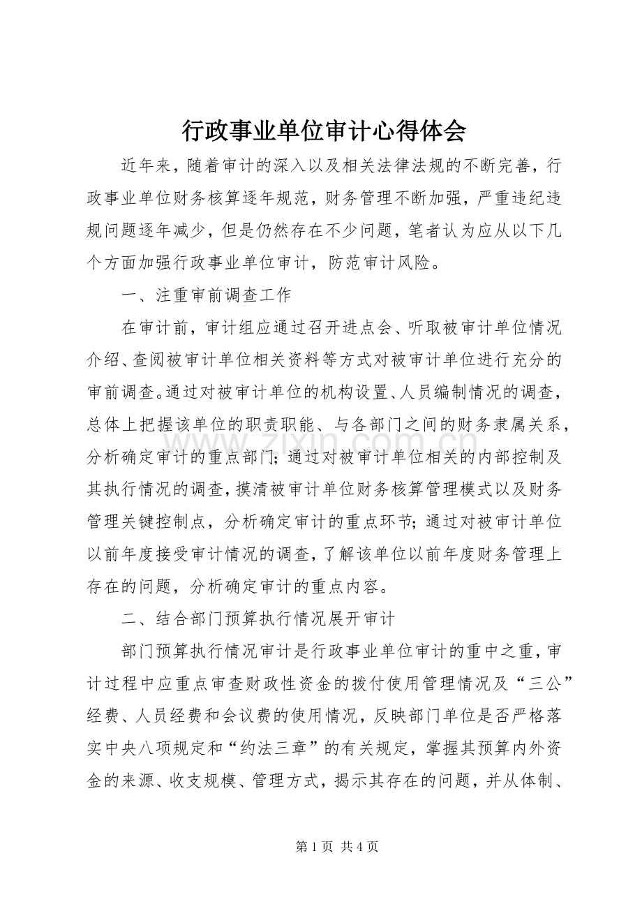 行政事业单位审计心得体会.docx_第1页