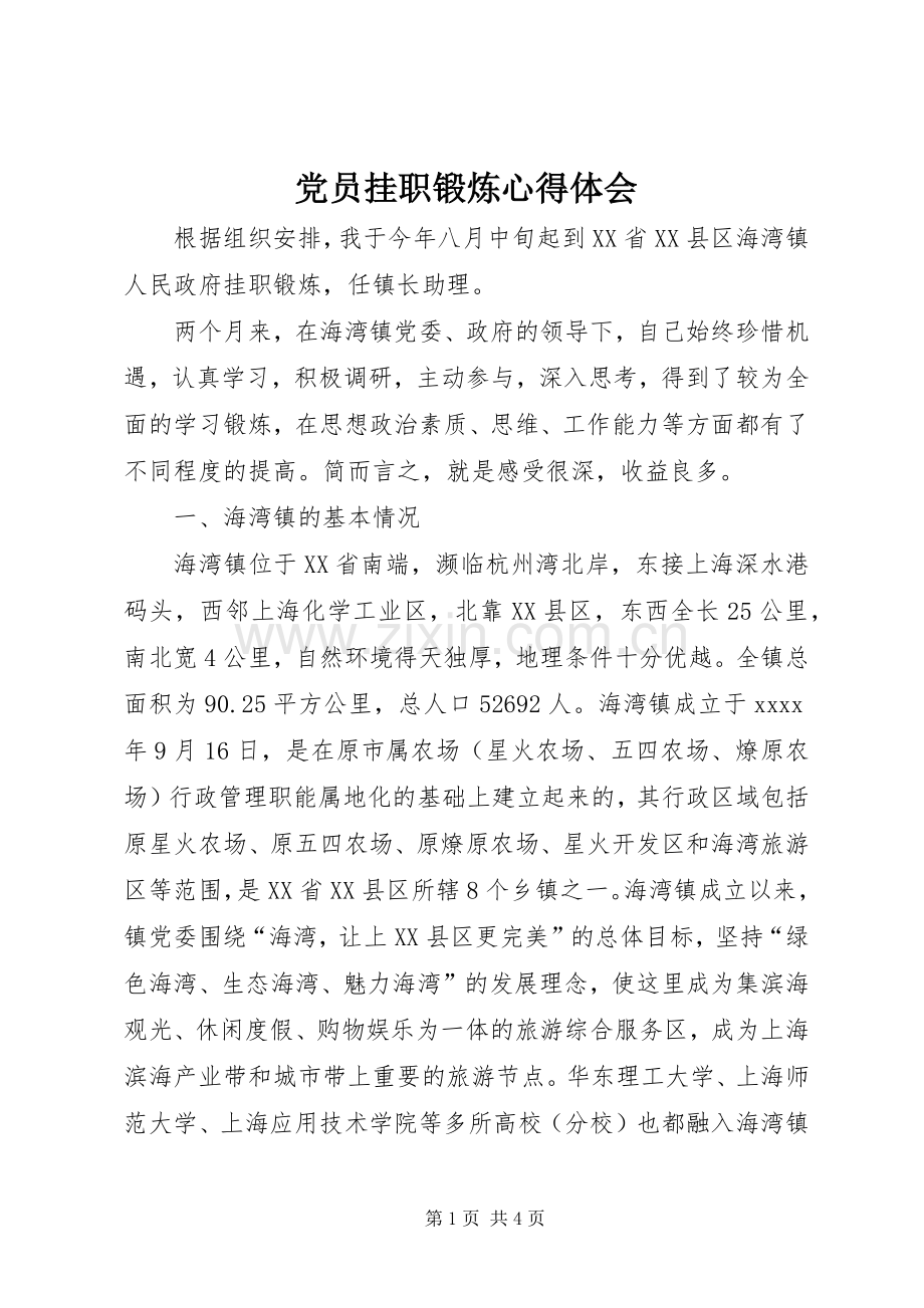 党员挂职锻炼心得体会.docx_第1页
