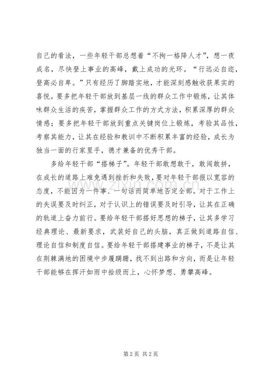 引路子+压担子+搭梯子=培养年轻干部的心得体会.docx_第2页